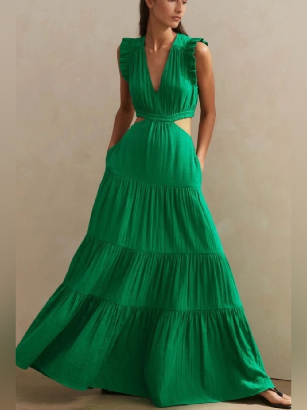 ME+EM Emerald Green Tiered Maxi Dress